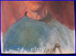 AUTHENTIC vtg WOMAN OIL PAINTING fine art PORTRAIT 12X16 LADY BLUE UNFRAMED