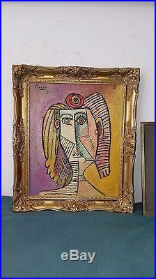 AWESOME Original on French Frame Pablo Picasso Oil On Canvas Painting 1964 A1
