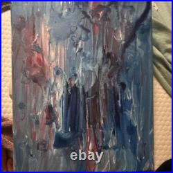 Abstract Blue Red Original Acrylic Painting on Canvas Small Art Unframed