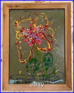 Abstract Flower, 21x27, Original Acrylic Painting, Art, Artist, Framed Wood