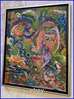 Abstract Girl, 18.5x21.5, Original Oil Painting, Signed Art, Canvas, Frame