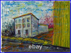 Abstract Impasto Landscape Deco Original Oil Painting Art Signed City Nyc New An