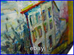 Abstract Impasto Landscape Deco Original Oil Painting Art Signed City Nyc New An