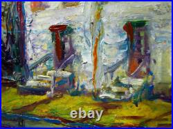 Abstract Impasto Landscape Deco Original Oil Painting Art Signed City Nyc New An