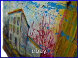 Abstract Impasto Landscape Deco Original Oil Painting Art Signed City Nyc New An