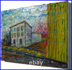 Abstract Impasto Landscape Deco Original Oil Painting Art Signed City Nyc New An