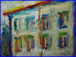 Abstract Impasto Landscape Deco Original Oil Painting Art Signed City Nyc New An