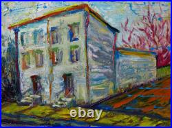 Abstract Impasto Landscape Deco Original Oil Painting Art Signed City Nyc New An