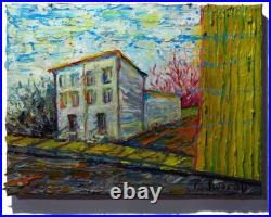 Abstract Impasto Landscape Deco Original Oil Painting Art Signed City Nyc New An