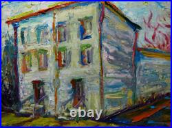 Abstract Impasto Landscape Deco Original Oil Painting Art Signed City Nyc New An