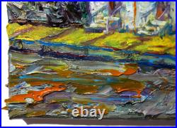 Abstract Impasto Landscape Deco Original Oil Painting Art Signed City Nyc New An