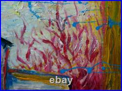 Abstract Impasto Landscape Deco Original Oil Painting Art Signed City Nyc New An
