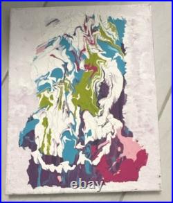 Abstract Multicolor Acrylic Canvas Painting Small Handmade Contemporary Art