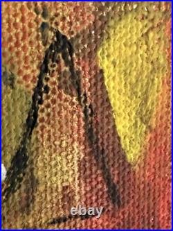 Abstract Original Painting Art on Canvas in Black Frame Colorful Architecture