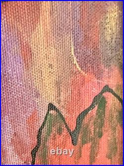 Abstract Original Painting Art on Canvas in Black Frame Colorful Architecture