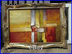 Abstract Original Vintage Large OIL PAINTING on Canvas. Framed. 24x36