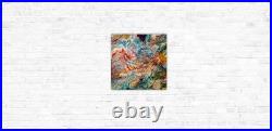 Abstract, Pour, Painting, Medium-sized, Red, Blue, Gold, Canvas, Original, OOAK
