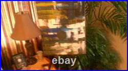 Abstract paintings on canvas original contemporary 20by16 yellow white blue