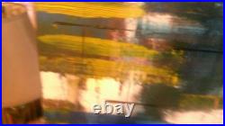 Abstract paintings on canvas original contemporary 20by16 yellow white blue