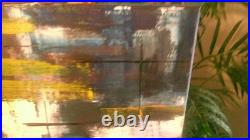 Abstract paintings on canvas original contemporary 20by16 yellow white blue