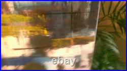 Abstract paintings on canvas original contemporary 20by16 yellow white blue