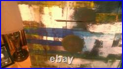 Abstract paintings on canvas original contemporary 20by16 yellow white blue