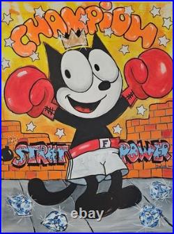 Acrylic On Canvas Felix The Cat CHAMPION Original Painting