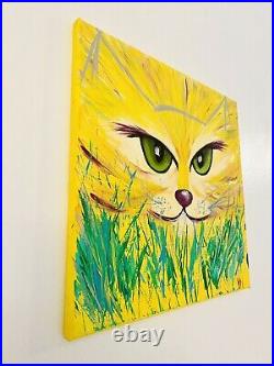 Acrylic Painting Cat Abstract Art Canvas Wall Art Home Decor Kitty Poster Mural