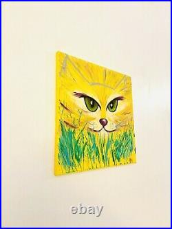 Acrylic Painting Cat Abstract Art Canvas Wall Art Home Decor Kitty Poster Mural