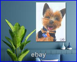 Acrylic Pet Portrait Original Painting Fine Art on Canvas Wall Art Home decor