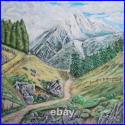 Acrylic on Canvas Hand-made Painting New Mountains Landscape 40×40cm