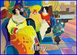 Acrylic on Canvas Original Art Painting by Isaac Maimon Women at a Cafe