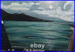 Acrylic painting'island Retreat 11x14 canvas board on frame, signed