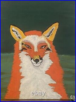 Acrylic painting on canvas original Fox 14x11 in