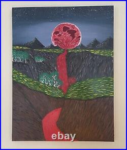 Acrylic paintings on canvas hand painted, 1/1, Blood Moon 48x36x1 Canvas