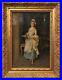 Adriano-Cecchi-1850-1936-Original-Oil-on-Canvas-Pretty-Woman-in-Dress-01-klw