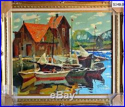 Aksinia-Yachts-Untitled Framed ORIGINAL Oil Painting on Canvas, Hand Signed