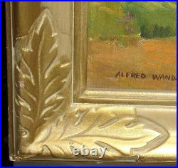 Alfred Wands Hand Signed Original Oil Painting with Gold Frame fall trees autumn