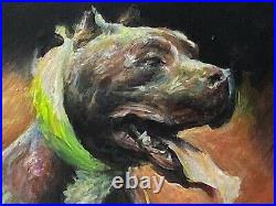 American Pit Bull? Original Oil Painting On Canvas Animal Art 22x28
