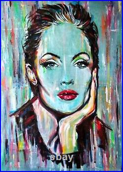 Angelina. Expressionist Woman Portrait, original art Acrylic on Canvas 50x70cm