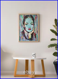 Angelina. Expressionist Woman Portrait, original art Acrylic on Canvas 50x70cm