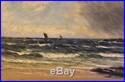 Antique 1800s original oil painting on canvas Maritime