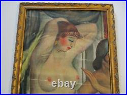 Antique 1920's Oil Painting American Impressionist Female Woman Semi Nude Model