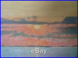 Antique 1980's Original Russian USSR oil on canvas Parshukov Innocent Sunset