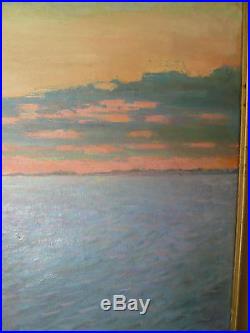 Antique 1980's Original Russian USSR oil on canvas Parshukov Innocent Sunset