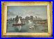 Antique-19C-1885-Nautical-Oil-Painting-Tourists-In-Boat-On-River-With-Swans-01-obfl