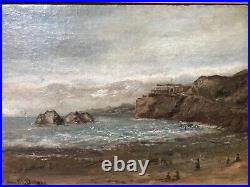 Antique 19th California Plein Air Impressionist Seascape Oil Painting, Signed