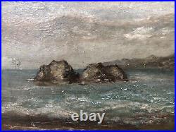 Antique 19th California Plein Air Impressionist Seascape Oil Painting, Signed
