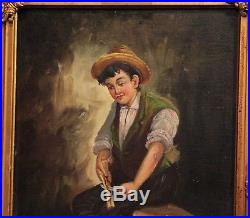 Antique 19th Century 1800's Original 12x18 Oil on Canvas Painting with Frame