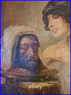 Antique 19th Orientalist oil painting Salome with the Head of John the Baptist